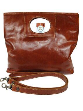 Charlie Clarissa Genuine Italian Leather Handbag/Top Handle–Cognac/Brown-NWT